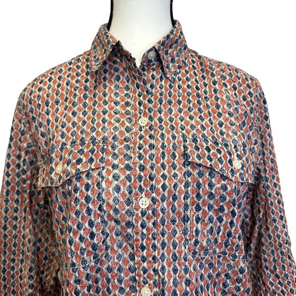 Lauren Jeans Co. Ralph Lauren Vintage Geometric Print Button-Up Shirt - Size M - Picture 2 of 12